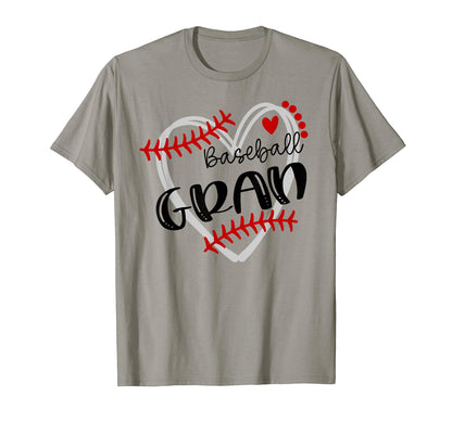 Personalized Baseball Heart Gran T-Shirt - Minimalist Print for Adults - T-Shirt, Sweatshirt, Hoodie