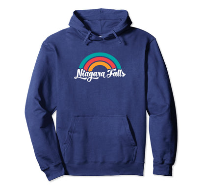 Niagara Falls Ny Script Rainbow Hoodie - Aesthetic Graphic for Adults - T-Shirt, Sweatshirt, Hoodie