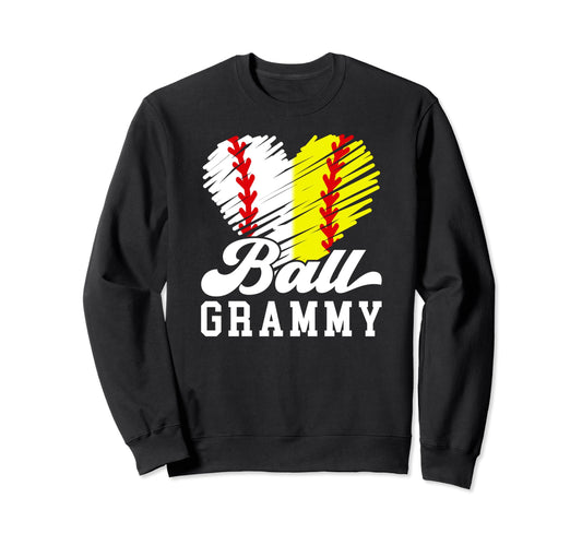 Ball Grammy Heart Baseball Softball Sweatshirt - Unique Graphic Men Women - T-Shirt, Sweatshirt, Hoodie