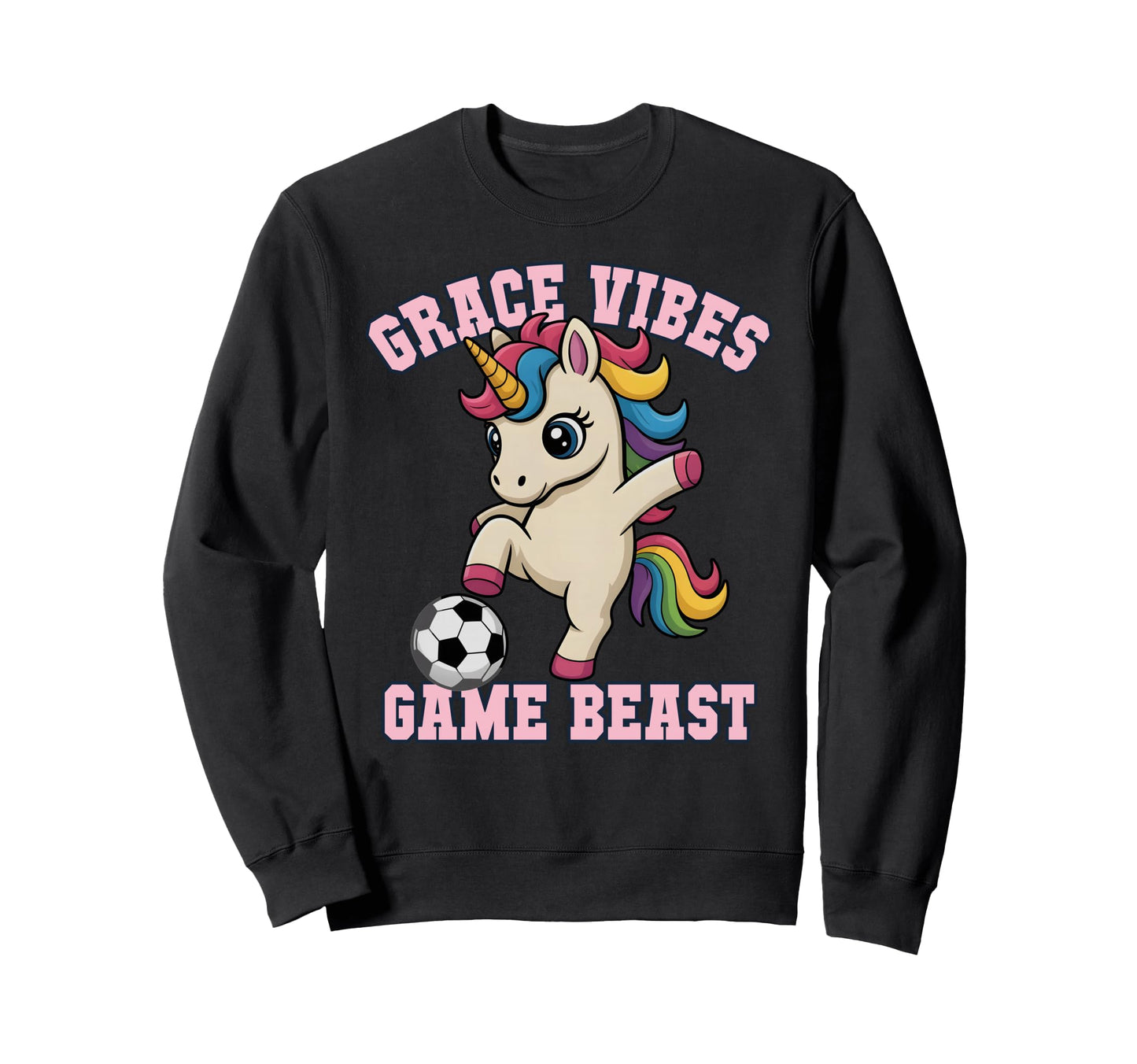 Grace Vibes Soccer Unicorn Just Sweatshirt - Minimalist Print for Adults - T-Shirt, Sweatshirt, Hoodie