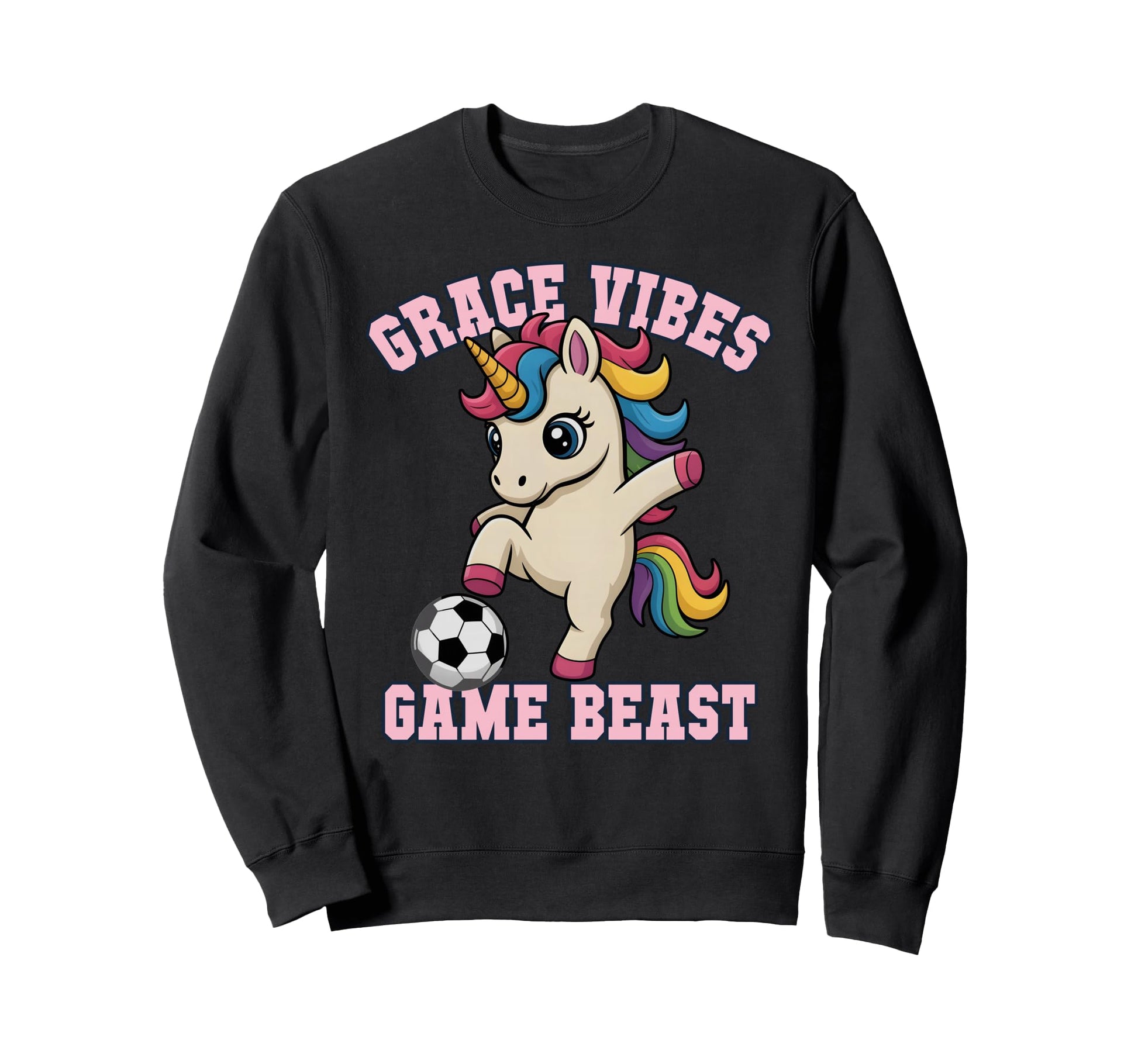 Grace Vibes Soccer Unicorn Just Sweatshirt - Minimalist Print for Adults - T-Shirt, Sweatshirt, Hoodie