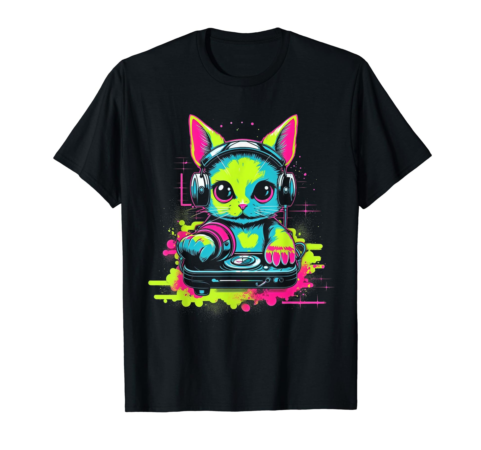 Kawaii Cat Dj Japanese Edm Y2K Aesthetic 9 T-Shirt - Graphic Print Unisex - T-Shirt, Sweatshirt, Hoodie