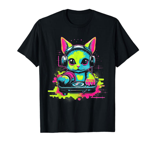 Kawaii Cat Dj Japanese Edm Y2K Aesthetic 9 T-Shirt - Graphic Print Unisex - T-Shirt, Sweatshirt, Hoodie