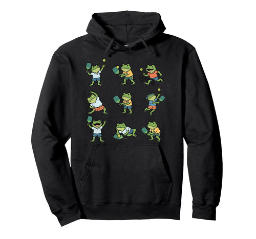 Frogs Playing Pickleball Player Animal Hoodie - Graphic Print for Adults - T-Shirt, Sweatshirt, Hoodie