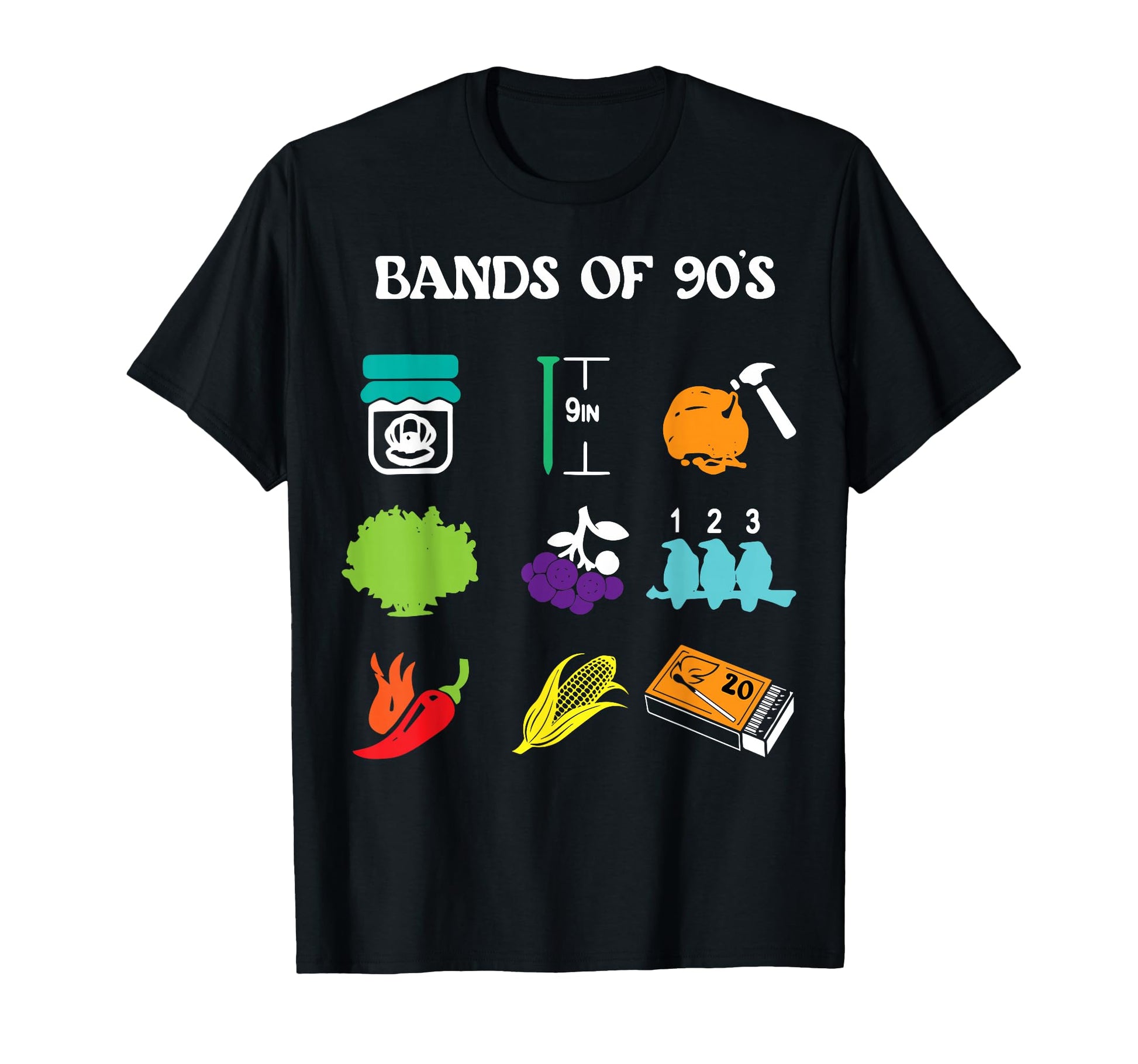 1990S Bands Music 90S Music Lover T-Shirt - Fun Novelty Design for Adults - T-Shirt, Sweatshirt, Hoodie