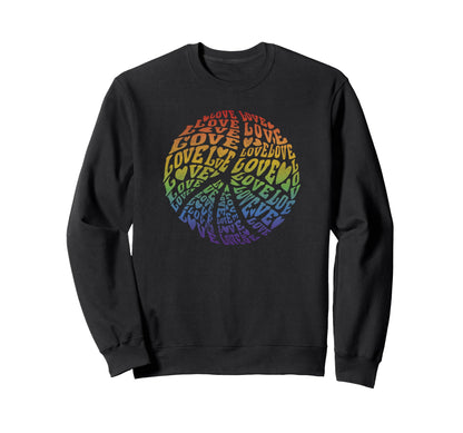 Rainbow Love Peace Sign Pride Logo Sweatshirt - Novelty Apparel Unisex - T-Shirt, Sweatshirt, Hoodie