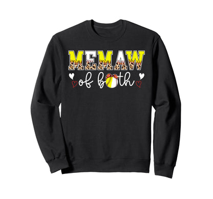 Memaw Both Leopard Softball Sweatshirt - Fun Novelty Design Unisex - T-Shirt, Sweatshirt, Hoodie