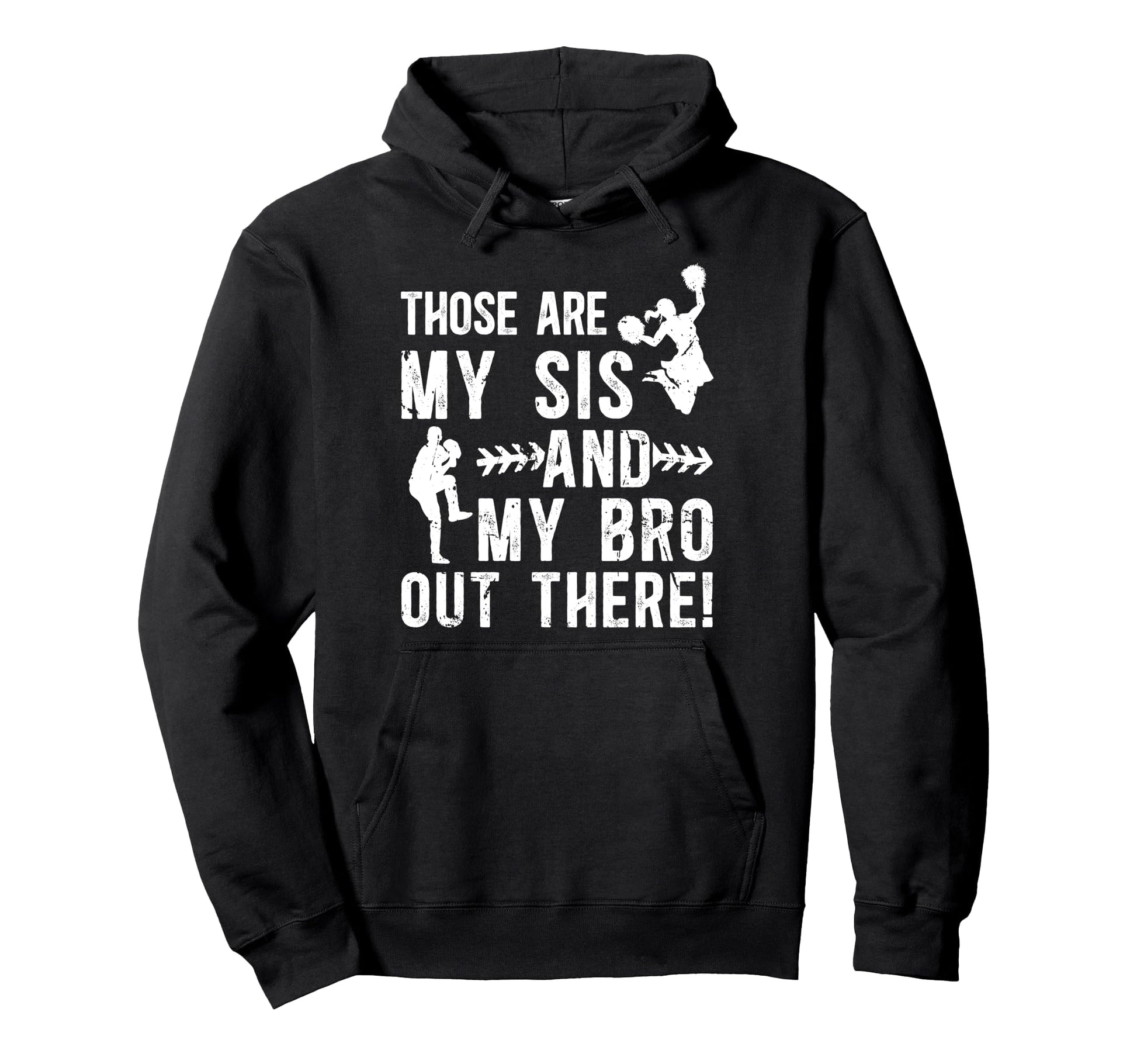 Baseball And Cheer Brother Baseball Hoodie - Fun Novelty Design for Adults - T-Shirt, Sweatshirt, Hoodie