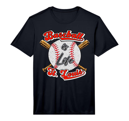 Baseball Is Life St Louis Fan St Louis T-Shirt - Graphic Print for Adults - T-Shirt, Sweatshirt, Hoodie