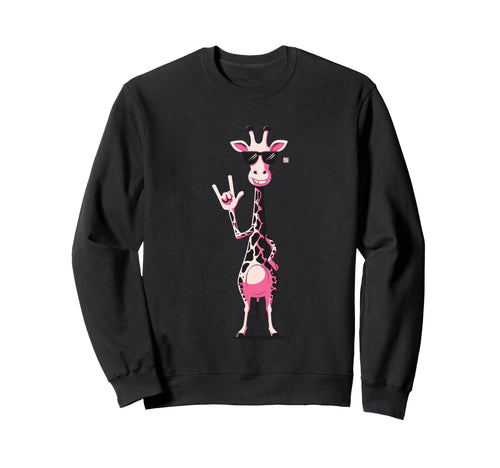 Giraffe Rock Hand Sign Sunglasses Sweatshirt - Streetwear Style Men Women - T-Shirt, Sweatshirt, Hoodie