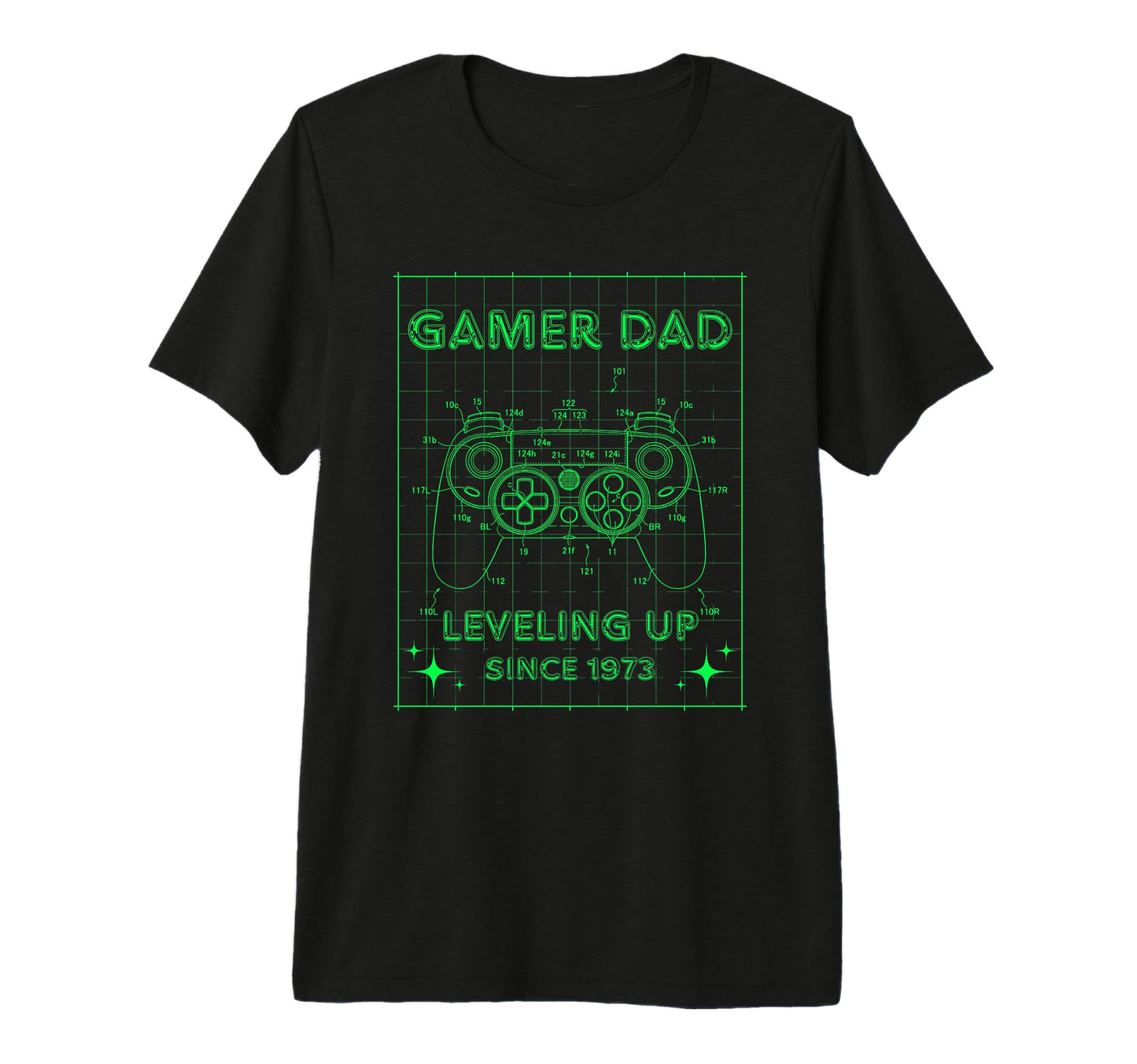 Gamer Dad Leveling Up Since 1973 Fathers T-Shirt - Unique Graphic Unisex - T-Shirt, Sweatshirt, Hoodie