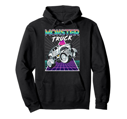 Vaporwave Aesthetic Monster Truck Offroad Hoodie - Unique Graphic Men Women - T-Shirt, Sweatshirt, Hoodie