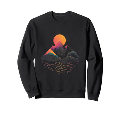 Boho Mountain Sunset Abstract Art Sweatshirt - Minimalist Print Unisex - T-Shirt, Sweatshirt, Hoodie