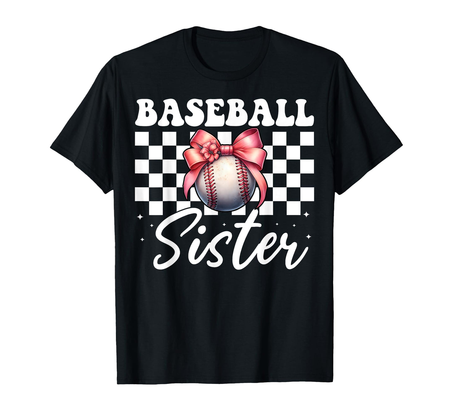 Baseball Sister Baseball Coquette Bow T-Shirt - Minimalist Print for Adults - T-Shirt, Sweatshirt, Hoodie