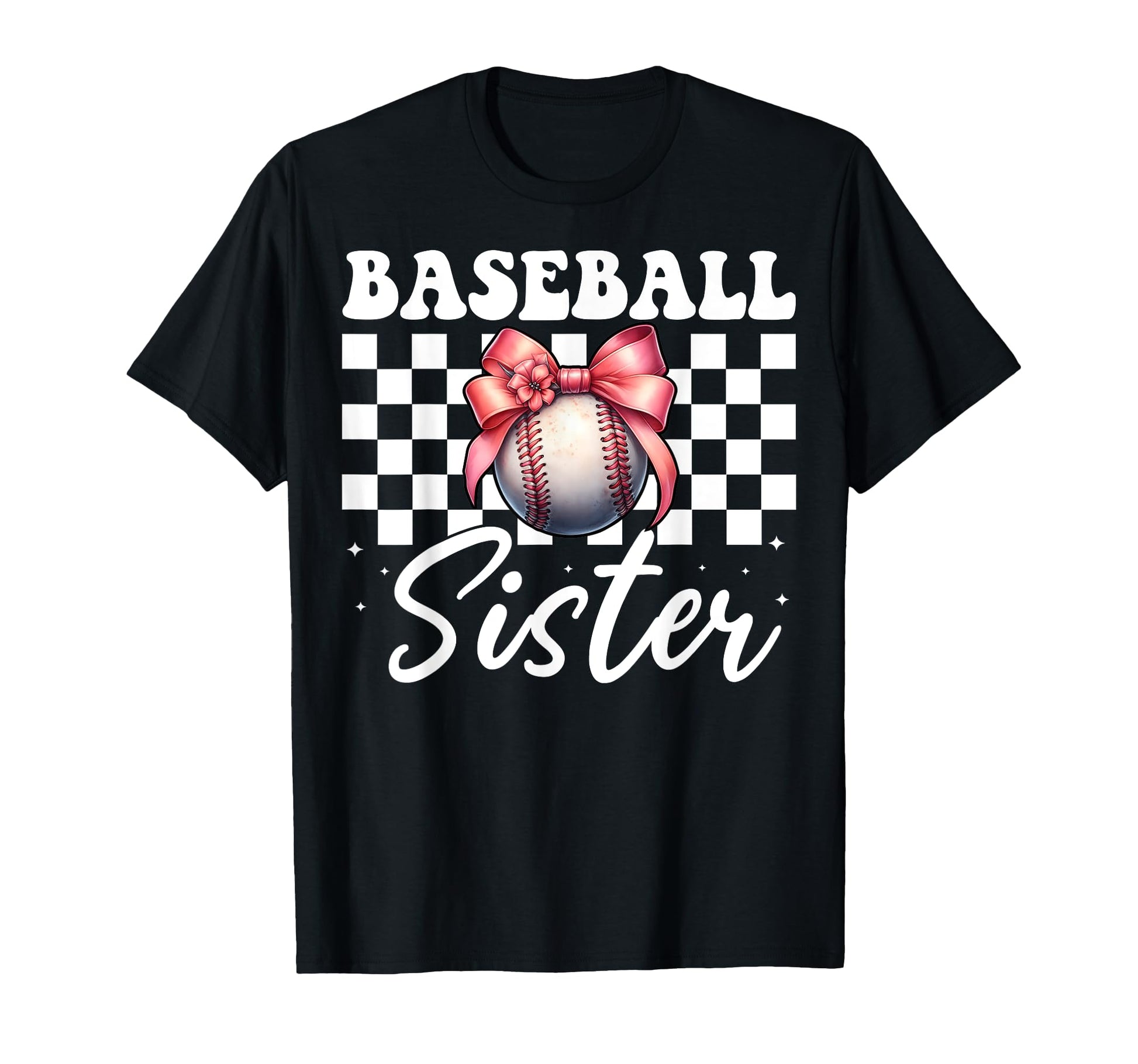 Baseball Sister Baseball Coquette Bow T-Shirt - Minimalist Print for Adults - T-Shirt, Sweatshirt, Hoodie