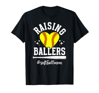 Raising Ballers Softball Mom T-Shirt - Aesthetic Graphic Men Women - T-Shirt, Sweatshirt, Hoodie