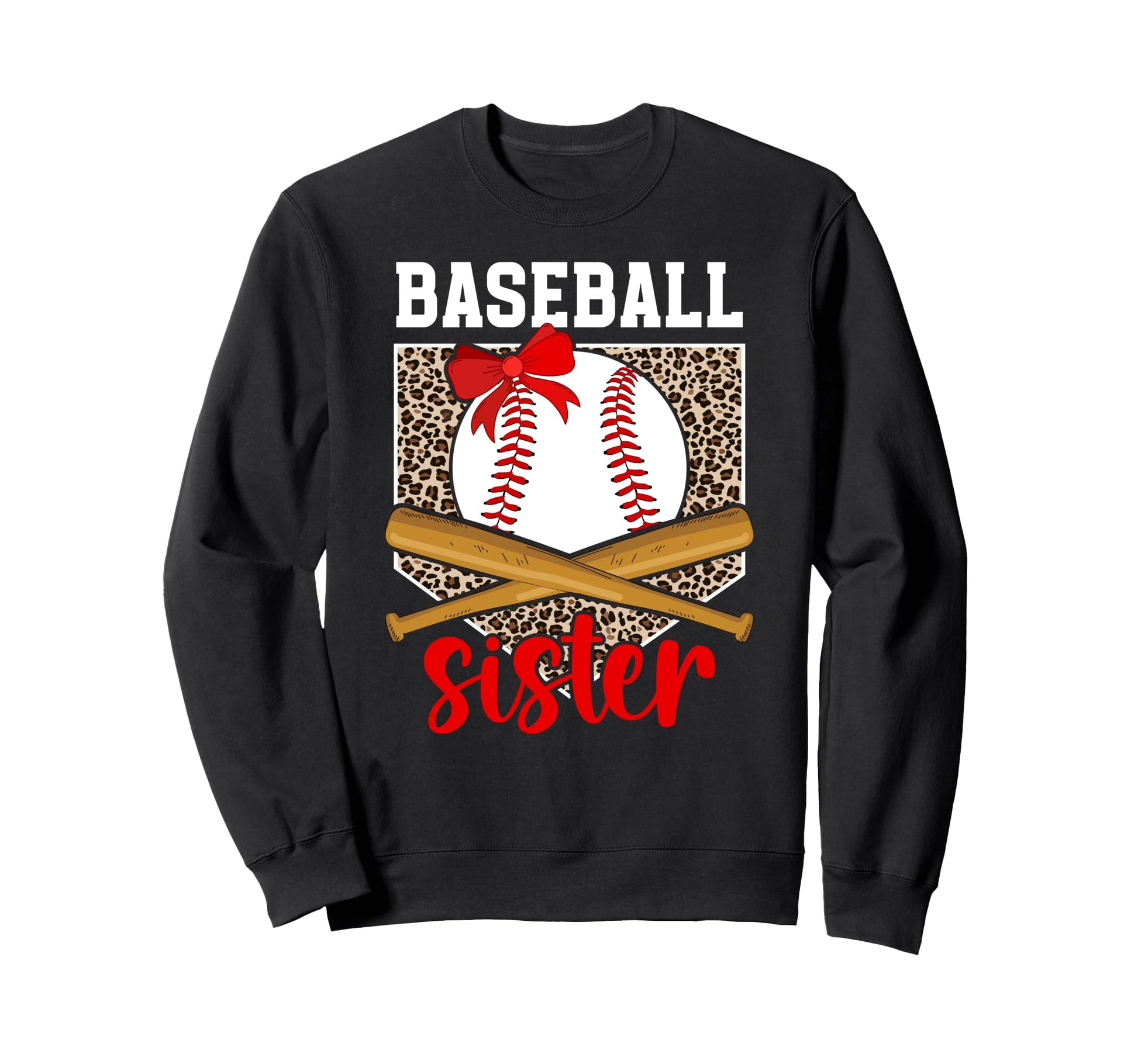 Baseball Sister Leopard Sister Baseball Sweatshirt - Graphic Print Unisex - T-Shirt, Sweatshirt, Hoodie