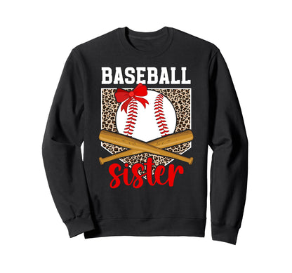 Baseball Sister Leopard Sister Baseball Sweatshirt - Graphic Print Unisex - T-Shirt, Sweatshirt, Hoodie