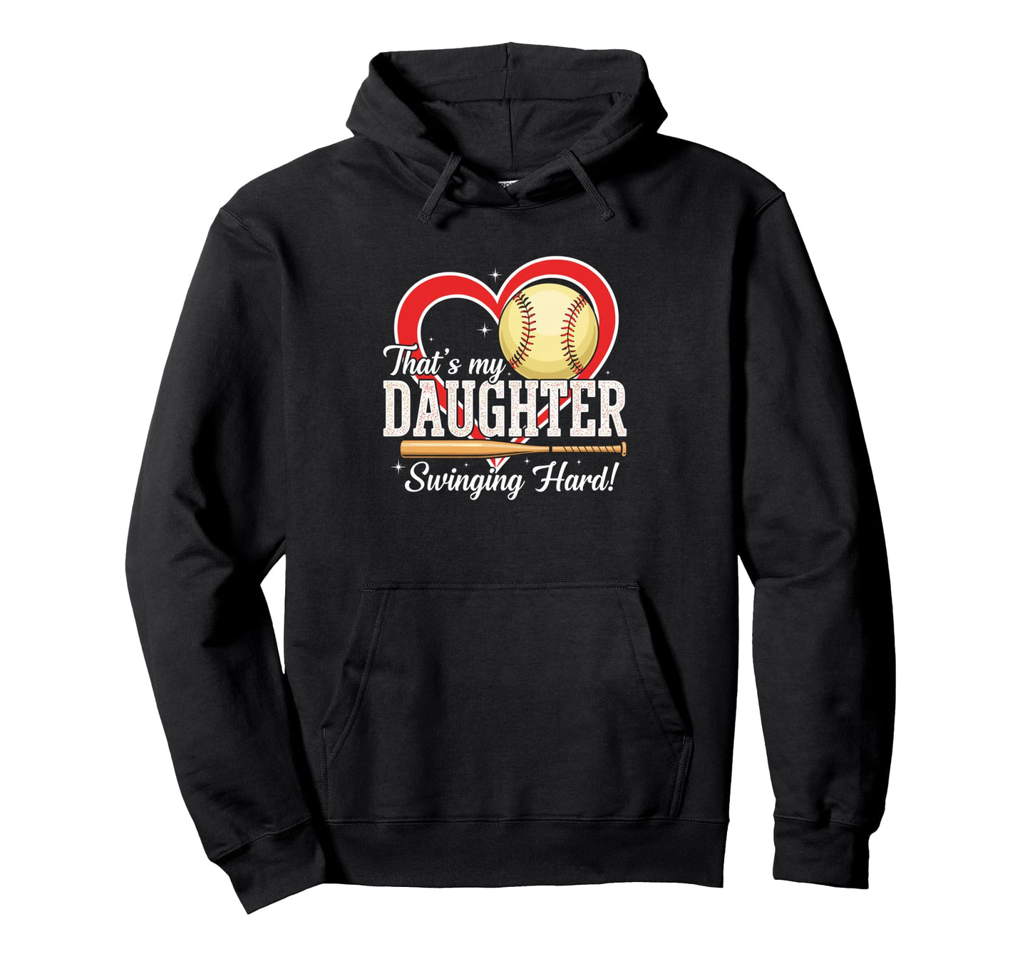 Baseball Daughter Swinging Hard Hoodie - Custom Art Print for Adults - T-Shirt, Sweatshirt, Hoodie