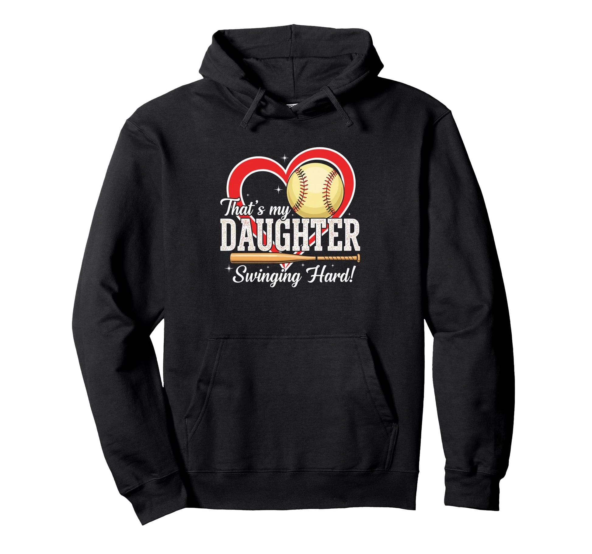 Baseball Daughter Swinging Hard Hoodie - Custom Art Print for Adults - T-Shirt, Sweatshirt, Hoodie