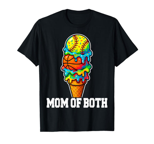 Softball Basketball Mom Ice Cream T-Shirt - Custom Art Print for Adults - T-Shirt, Sweatshirt, Hoodie