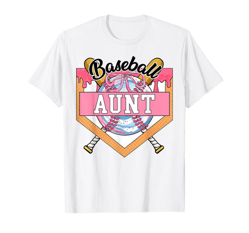 Baseball Aunt Coquette Bow Game Day T-Shirt - Novelty Apparel Men Women - T-Shirt, Sweatshirt, Hoodie