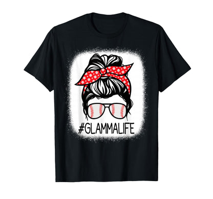 Glamma Bleached Messy Bun Baseball T-Shirt - Aesthetic Graphic Unisex - T-Shirt, Sweatshirt, Hoodie
