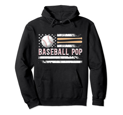 Baseball Pop Baseball Player Pop Us Flag Hoodie - Trendy Graphic Unisex - T-Shirt, Sweatshirt, Hoodie