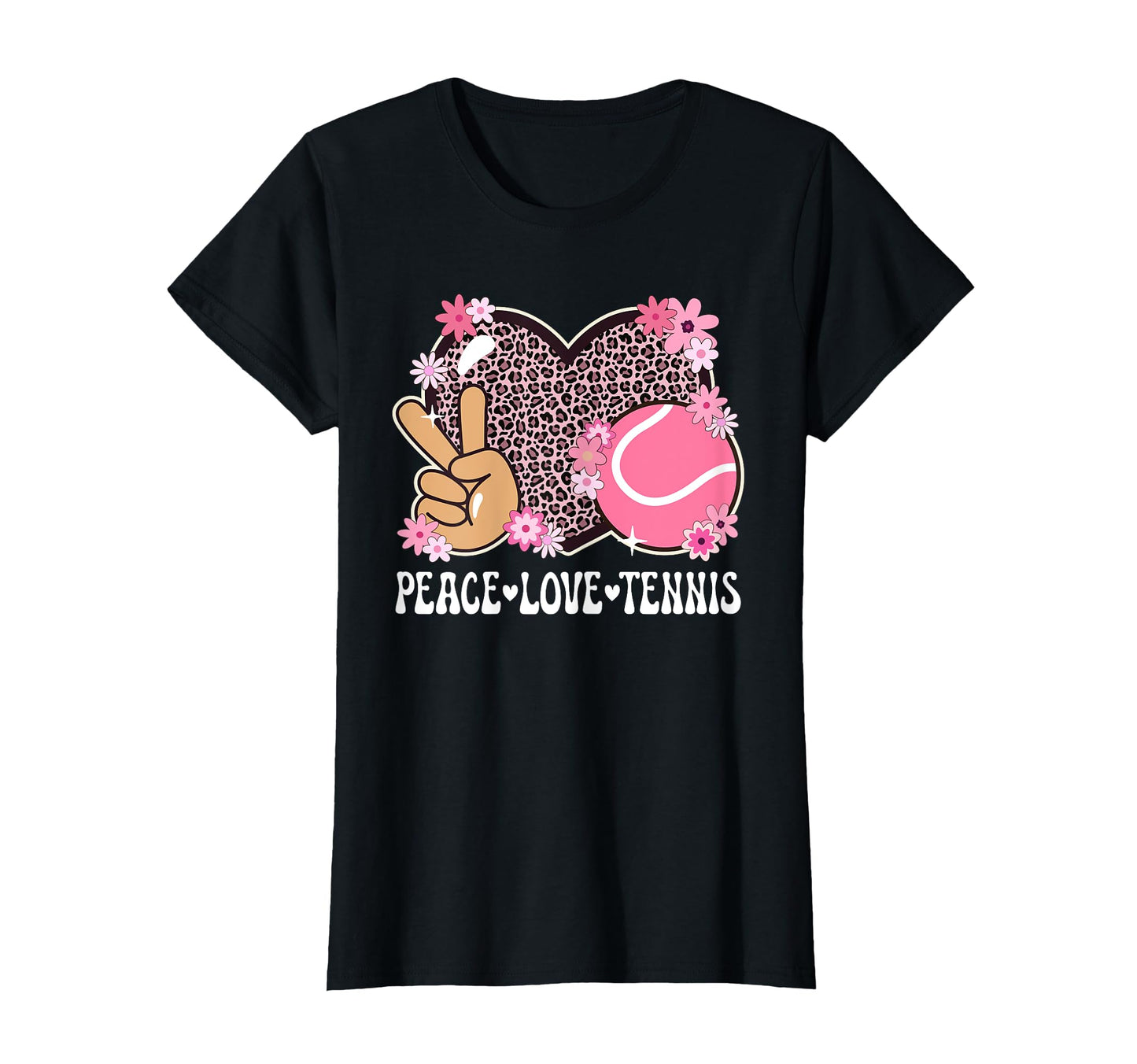 Peace Love Tennis Lover Leopard Tennis T-Shirt - Custom Art Print Men Women - T-Shirt, Sweatshirt, Hoodie