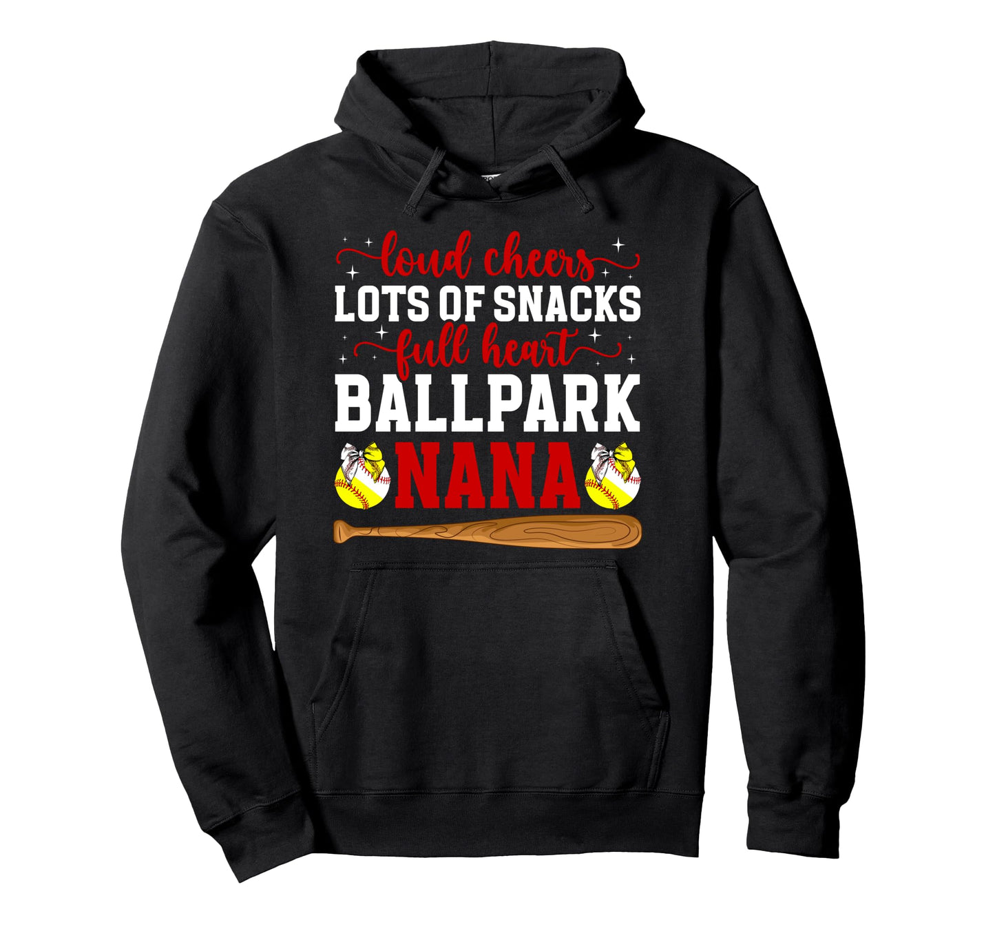 Ballpark Nana Grandma Funny Baseball Hoodie - Aesthetic Graphic Unisex - T-Shirt, Sweatshirt, Hoodie