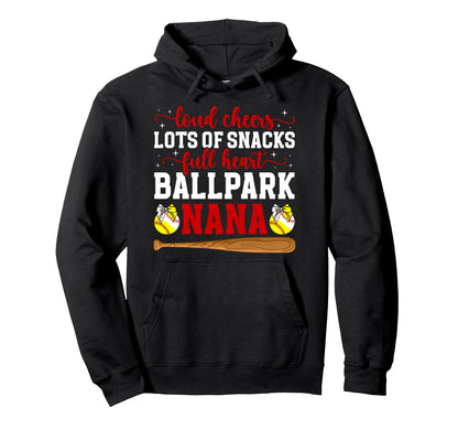 Ballpark Nana Grandma Funny Baseball Hoodie - Aesthetic Graphic Unisex - T-Shirt, Sweatshirt, Hoodie