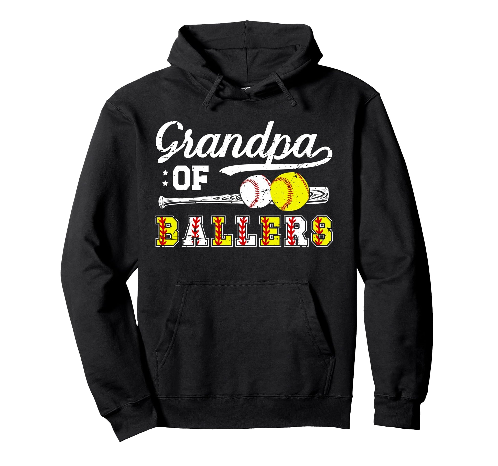 Grandpa Ballers Softball Baseball Grandpa Hoodie - Novelty Apparel Unisex - T-Shirt, Sweatshirt, Hoodie