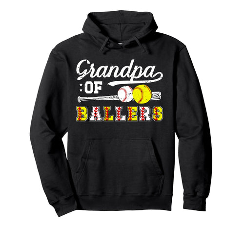 Grandpa Ballers Softball Baseball Grandpa Hoodie - Novelty Apparel Unisex - T-Shirt, Sweatshirt, Hoodie
