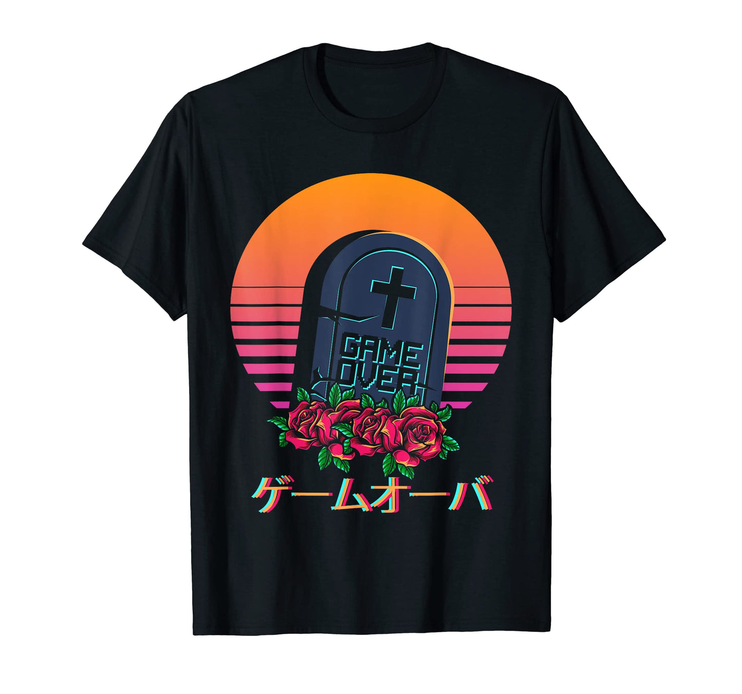 Japanese Vaporwave Game Over Aesthetic T-Shirt - Unique Graphic for Adults - T-Shirt, Sweatshirt, Hoodie