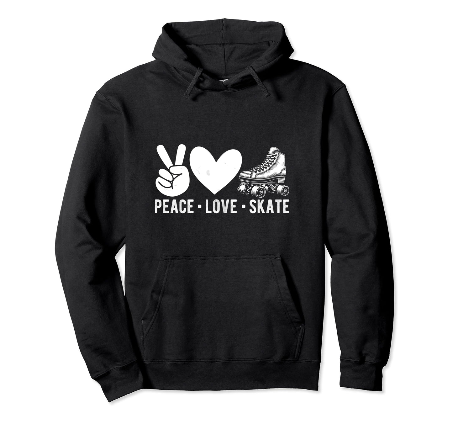 Peace Love Skate Roller Skating Peace Hoodie - Trendy Graphic for Adults - T-Shirt, Sweatshirt, Hoodie