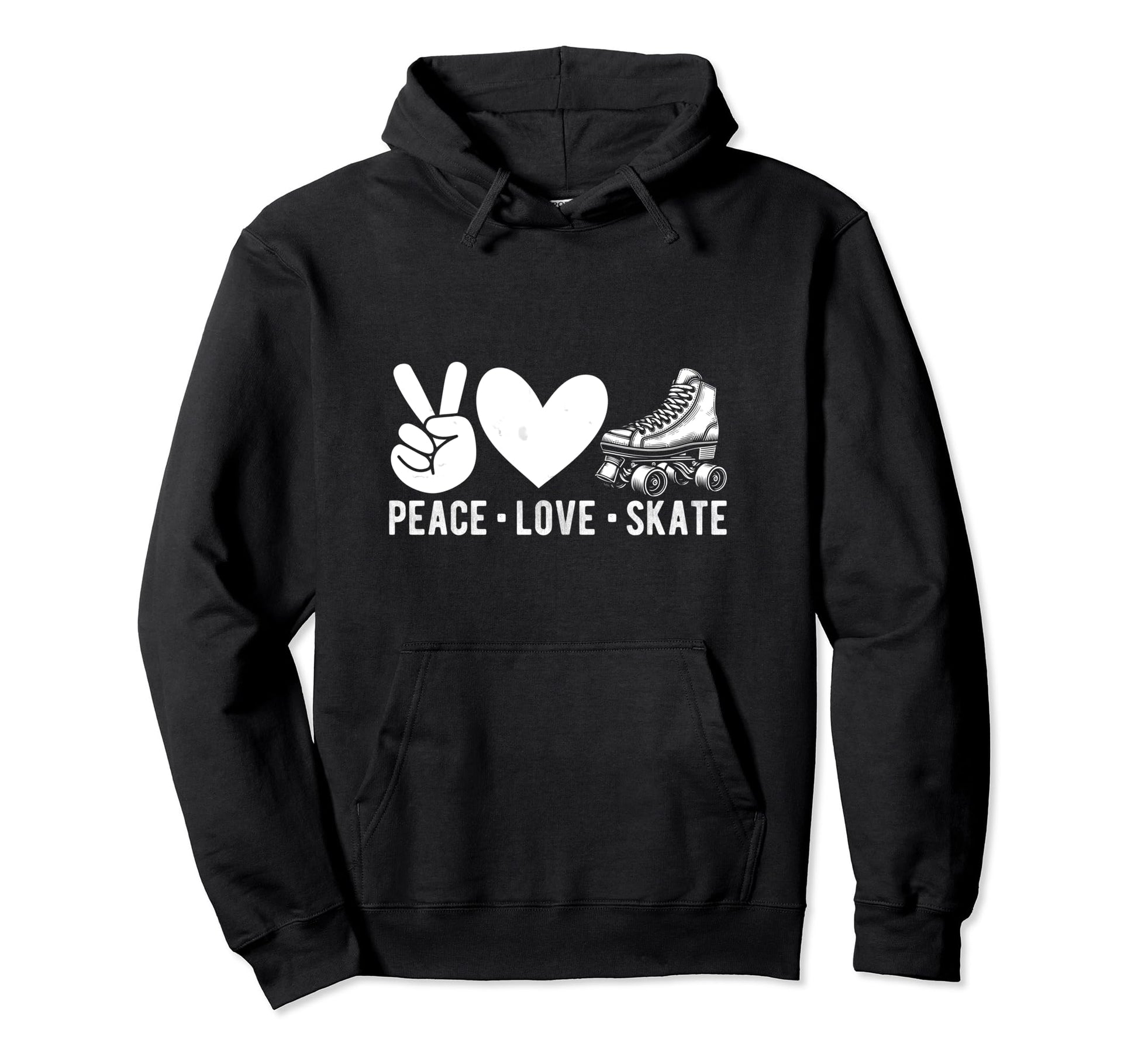 Peace Love Skate Roller Skating Peace Hoodie - Trendy Graphic for Adults - T-Shirt, Sweatshirt, Hoodie