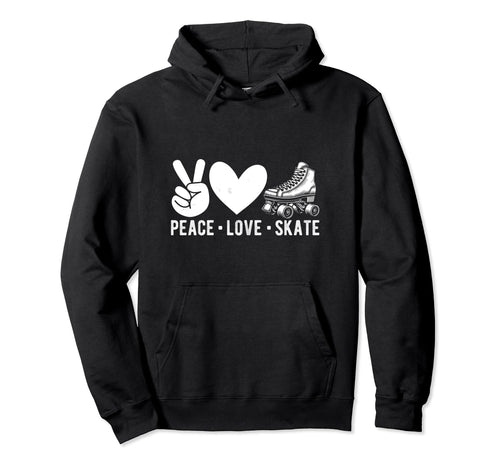 Peace Love Skate Roller Skating Peace Hoodie - Trendy Graphic for Adults - T-Shirt, Sweatshirt, Hoodie