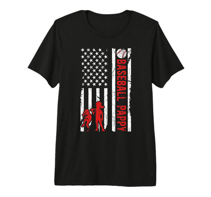 Mens Baseball Pappy Grandpa Us Flag Pappy T-Shirt - Unique Graphic Unisex - T-Shirt, Sweatshirt, Hoodie