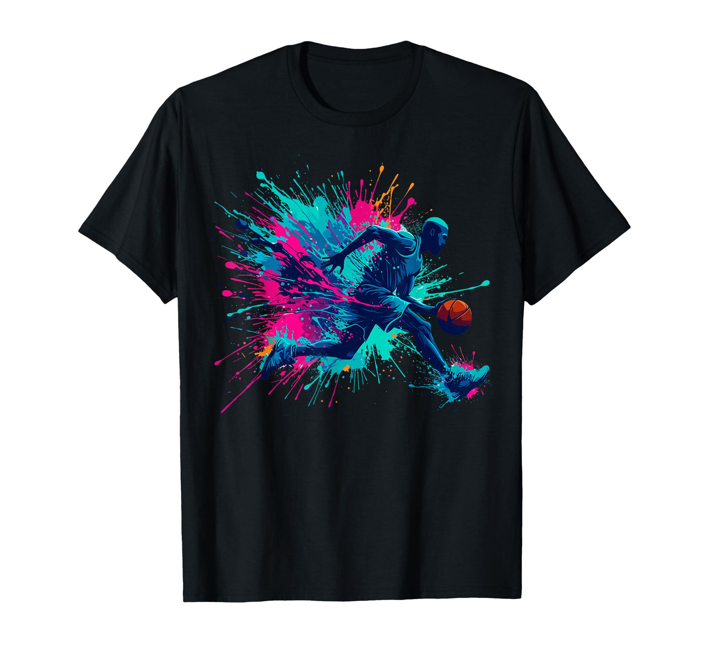 Colorful Paints Splash Basketball Ball T-Shirt - Custom Art Print Unisex - T-Shirt, Sweatshirt, Hoodie