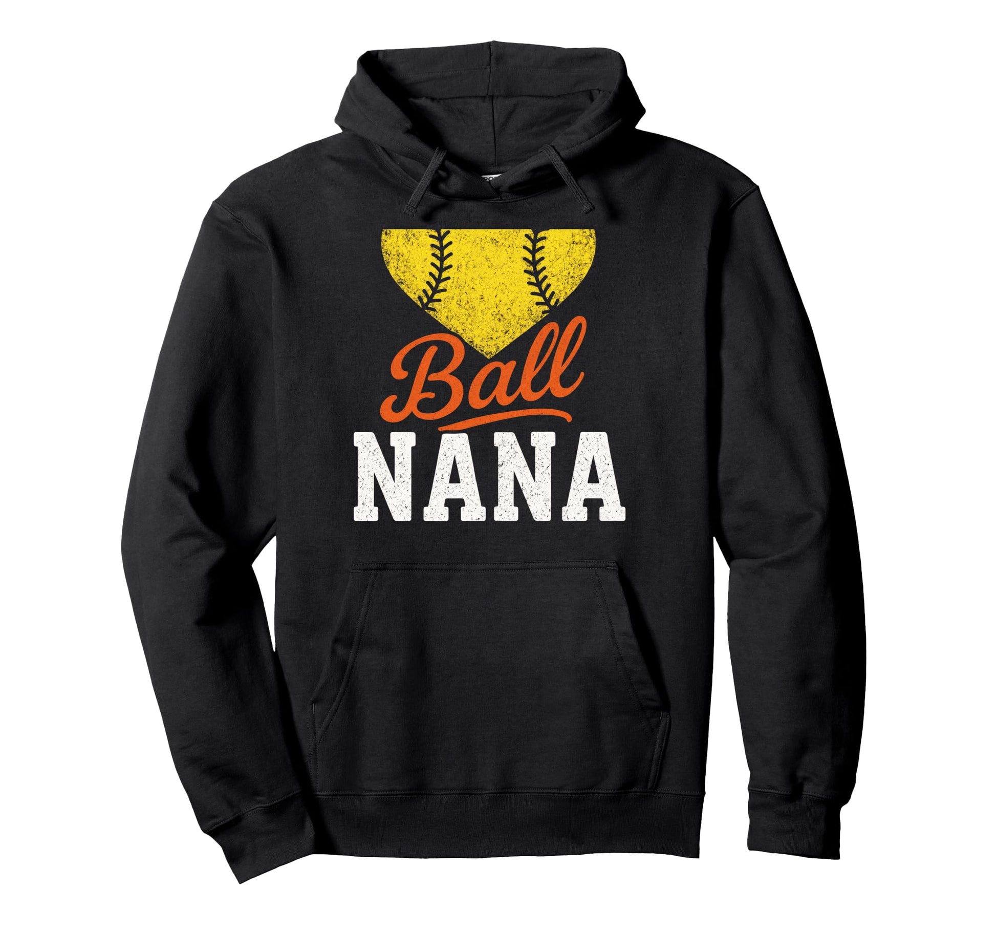 Ball Nana Baseball Softball Heart Love Hoodie - Trendy Graphic for Adults - T-Shirt, Sweatshirt, Hoodie