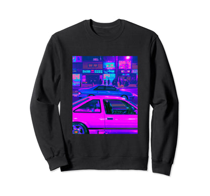 Vaporwave Car Synthwave City Sweatshirt - Streetwear Style for Adults - T-Shirt, Sweatshirt, Hoodie