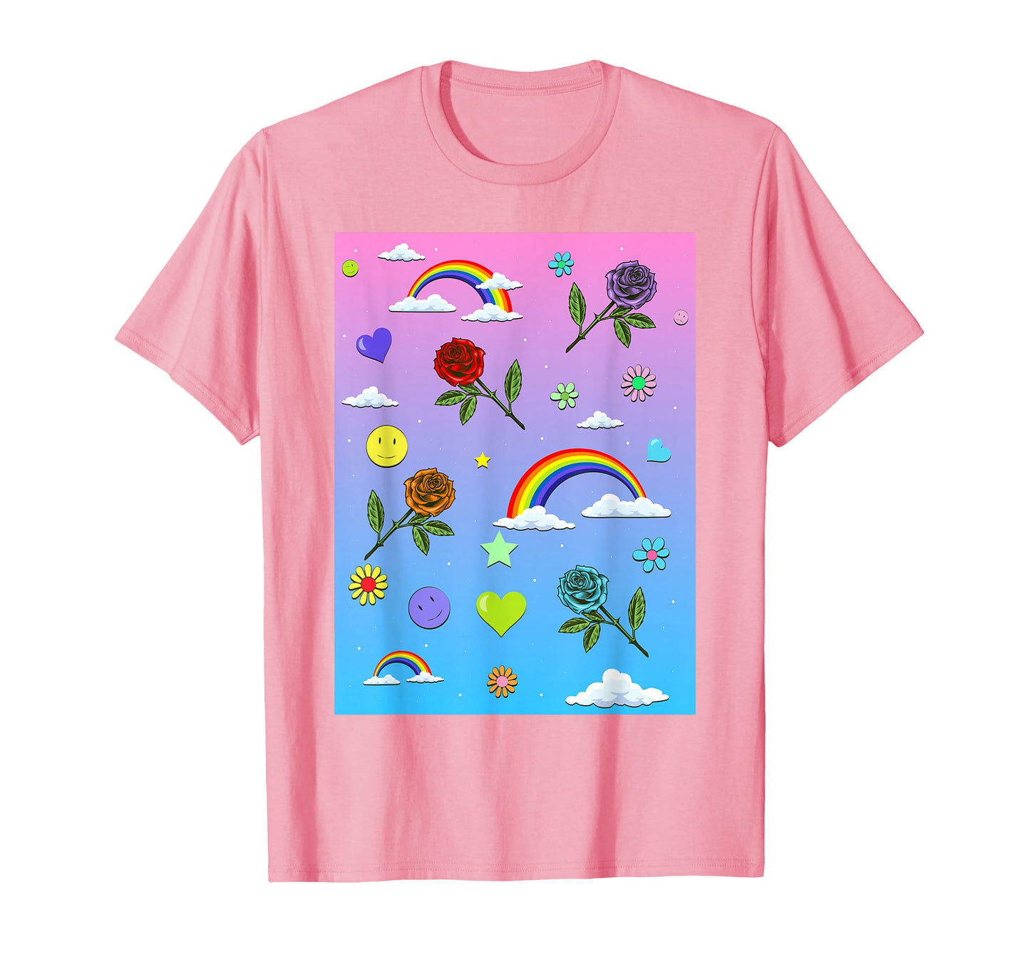 Kidcore Aesthetic Roses Rainbow And T-Shirt - Fun Novelty Design Unisex - T-Shirt, Sweatshirt, Hoodie
