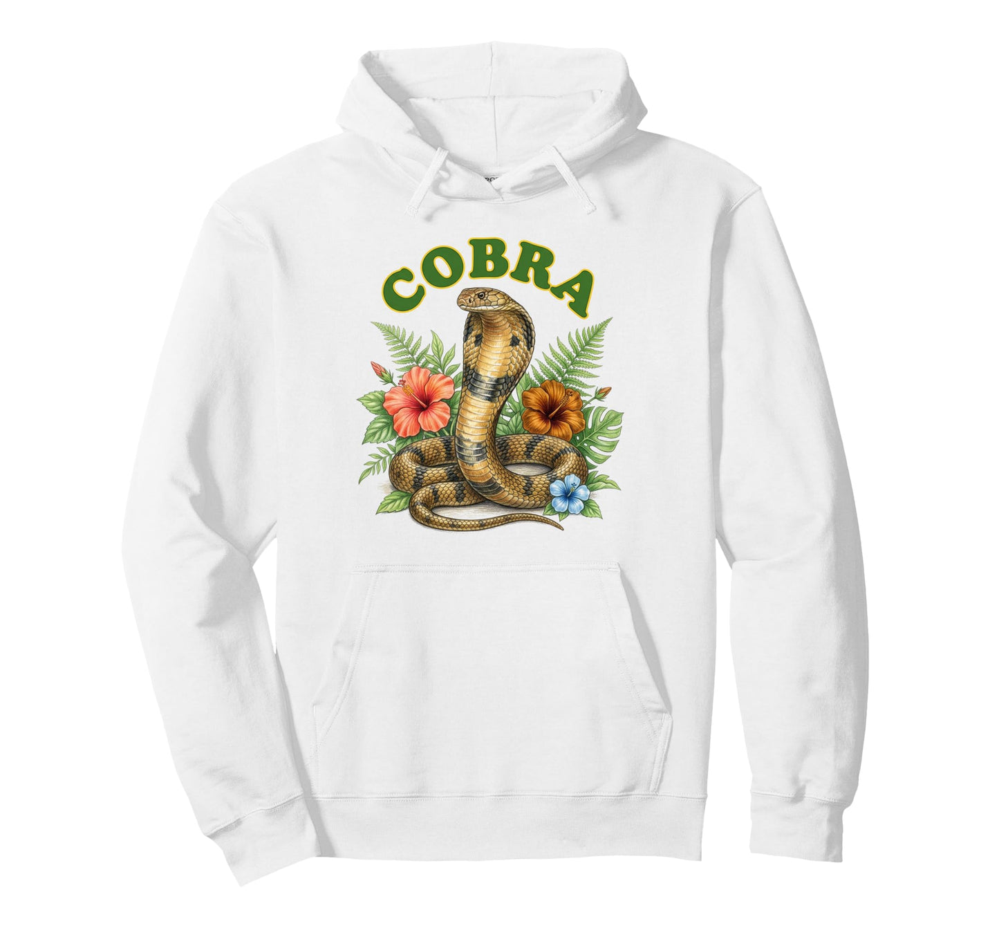 Cobra Groovy Floral Cobra Watercolor Boho Hoodie - Graphic Print Unisex - T-Shirt, Sweatshirt, Hoodie