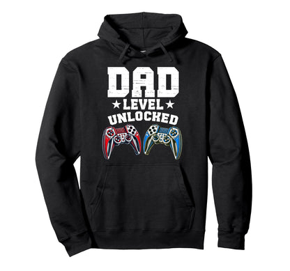 Dad Level Unlocked Controller Papa Gamer Hoodie - Graphic Print Men Women - T-Shirt, Sweatshirt, Hoodie