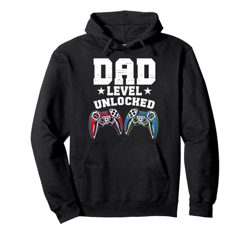 Dad Level Unlocked Controller Papa Gamer Hoodie - Graphic Print Men Women - T-Shirt, Sweatshirt, Hoodie