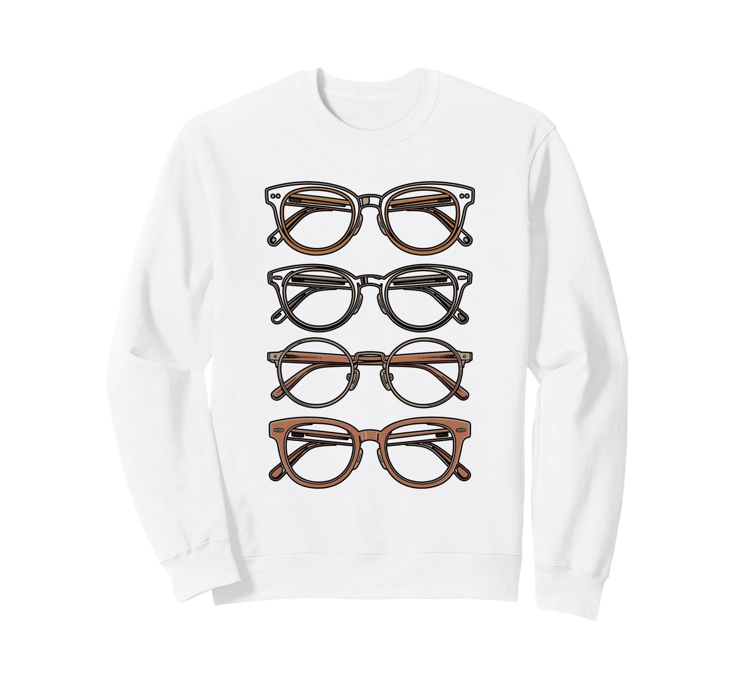 Rainbow Eyeglass Frames Stack Sweatshirt - Fun Novelty Design Men Women - T-Shirt, Sweatshirt, Hoodie