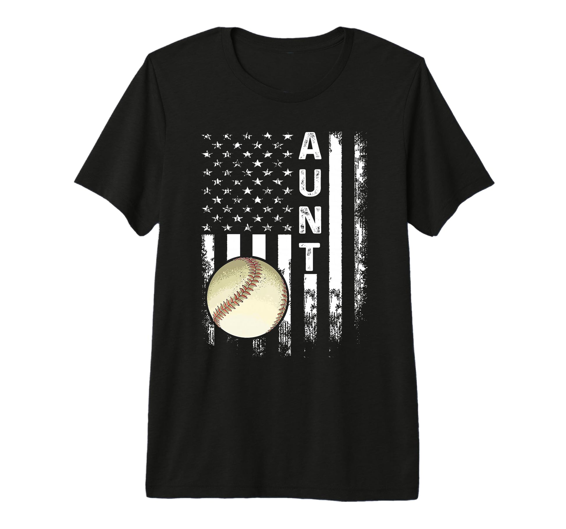Baseball Aunt America Flag Tri Blend T-Shirt - Novelty Apparel Unisex - T-Shirt, Sweatshirt, Hoodie