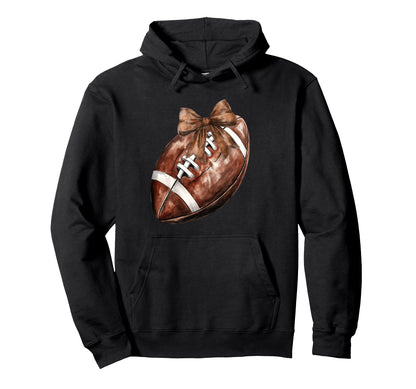 Coquette Bow Funny Football Lover Hoodie - Minimalist Print for Adults - T-Shirt, Sweatshirt, Hoodie