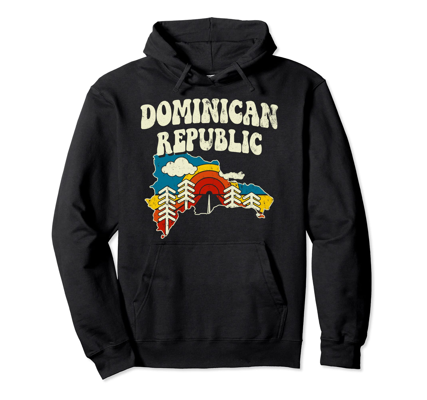 Dominican Republic Country Rainbow Hoodie - Fun Novelty Design for Adults - T-Shirt, Sweatshirt, Hoodie