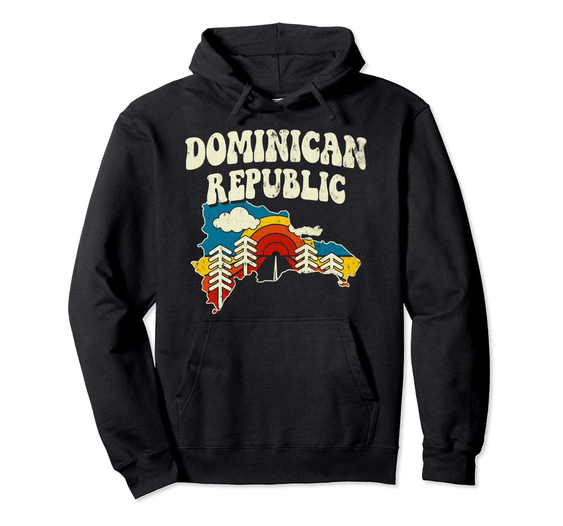 Dominican Republic Country Rainbow Hoodie - Fun Novelty Design for Adults - T-Shirt, Sweatshirt, Hoodie